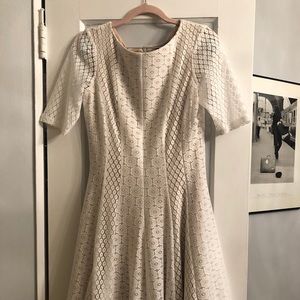 ivory lace fully lined textured dress. No tags
